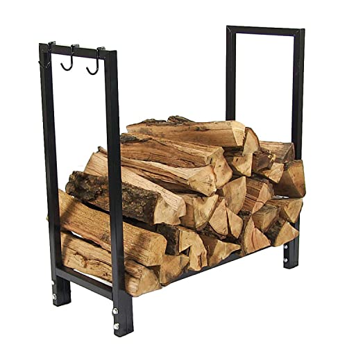 Sunnydaze Indoor/Outdoor 30-Inch Firewood Log Rack - Small Fireplace or Fire Pit Wood Storage Holder - Black