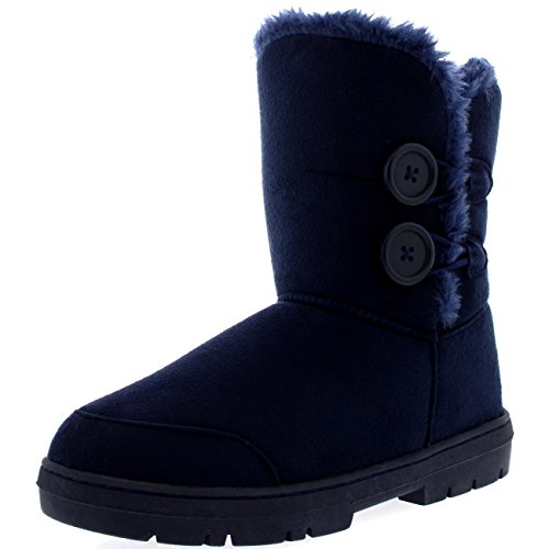 Holly Womens Twin Button Waterproof Winter Snow Boots - 7 - Navy - NAV40 AEA0267