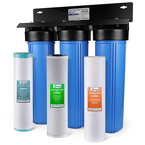 iSpring Whole House Water Filter System, Reduces Iron, Manganese, Chlorine, Sediment, Taste, and Odor, 3-Stage Iron Filter Whole House, Model: WGB32BM