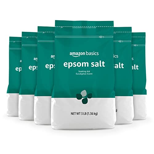 Amazon Basics Epsom Salt Soaking Aid, Eucalyptus Scented, 3 Pound (Pack of 6) (Previously Solimo)