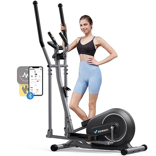 Elliptical Machine with Exclusive MERACH App, Compact Elliptical Training Machines for Home Use, Ultra-Quiet Elliptical Trainers, 16-Level Magnetic Resistance, E07