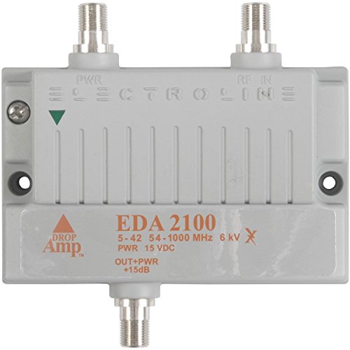 Electroline EDA2100 Bi-Directional Signal Booster 1-Port Cable Modem TV HDTV Amplifier with Passive Return (Retail Package with 5-Year Warranty)