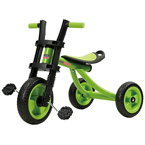 High Bounce Kids Tricycle - Extra Tall 3 Wheel Kids Trike, for Toddlers and Kids Ages 3-6 Adjustable Seat Tricycles, Soft Rubber Handle (Green)
