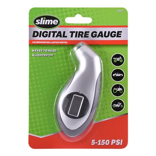Slime 20017 5-Tire Pressure Gauge, Sport Digital Gauge, 150 PSI, 0.2