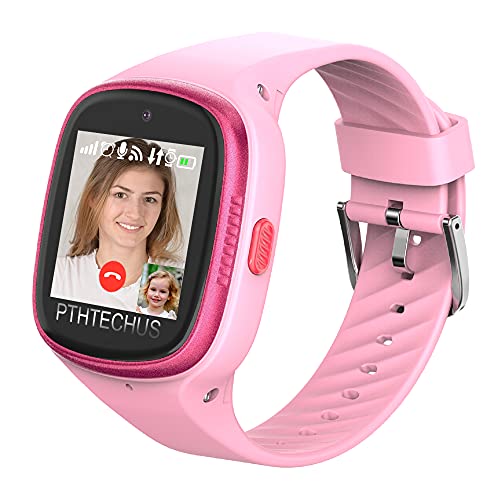 PTHTECHUS 4G GPS Watch Phone for Children - Kids Smart Watch with WiFi, Dail, Voice Messages & Video Calls, GPS Location, Students School Mode, SOS Function, Camera and Pedometer for Boys Girl Gift