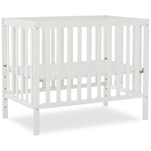Dream On Me Edgewood 4-In-1 Convertible Mini Crib In White, JPMA Certified, Non-Toxic Finish, New Zealand Pinewood, With 3 Mattress Height Settings, Included 1' Mattress Pad