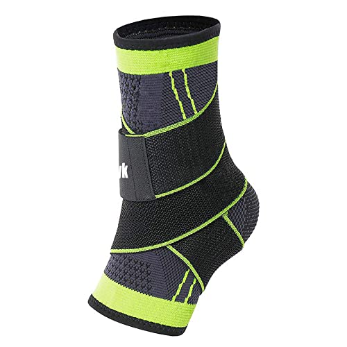 cgyqsyk Ankle Brace, Adjustable Compression Ankle Support Men & Women, Strong Ankle Brace Sports Protection, Stabilize Ligaments-Eases Swelling and Sprained Ankle（ Large, Green, 1