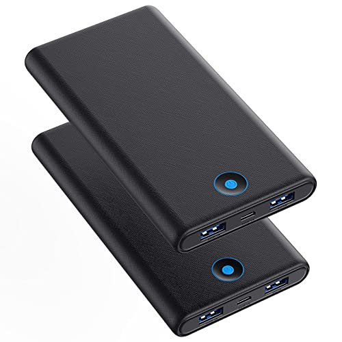 FOCHEW Portable Charger, 2-Pack 20000mAh Power Bank Ultra Slim Fast Charging External Battery Pack with Dual USB Outputs Compatible with iPhone 13/12 Pro/12/11/XR/X, Samsung S20, iPad Tablet etc.