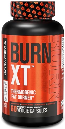 Jacked Factory Burn-XT Clinically Studied Fat Burner & Weight Loss Supplement - Appetite Suppressant & Energy Booster - with Acetyl L-Carnitine, Green Tea Extract and More - 60 Natural Diet Pills