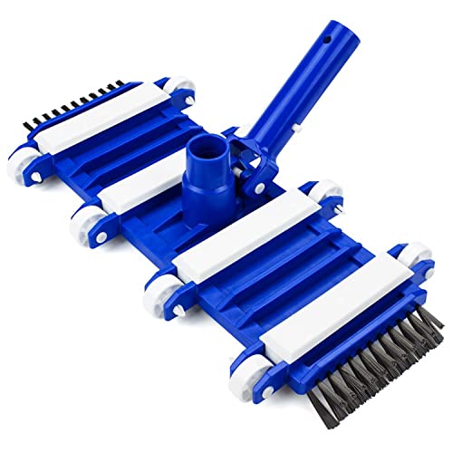 Weighted Flex Vacuum Head - 14-Inch Brush Attachment Tool with Nylon Side Bristles - Cleaning Supplies & Maintenance Accessories for Above or Inground Swimming Pool or Hot Tub