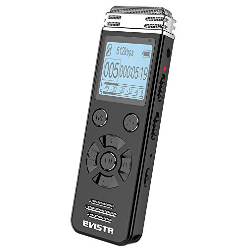 EVISTR V508 32gb Digital Voice Recorder for Lectures Meetings - Portable Recording Devices with Playback, Line-in, Password, USB Rechargeable