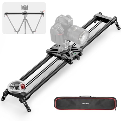 NEEWER 31.5in/80cm Camera Slider with Flywheel & Crank Handle, Smoother Carbon Fiber Dolly Rail Track with 4 Precise Bearings, Adjustable Legs, for DSLR Camera Camcorder, Max Load 17.6lb/8kg, CS85CM