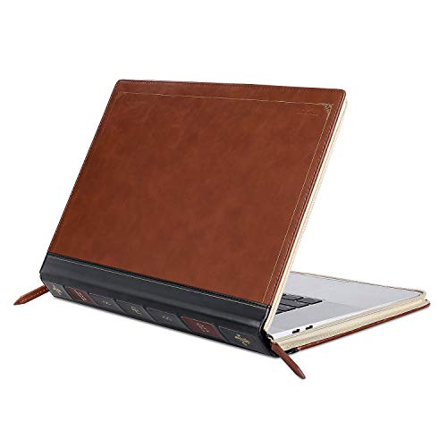MOSISO Compatible with MacBook Pro 16 inch Case 2023 2022 2021 M2 M1 A2780 A2485/2019 2020 A2141 with Touch ID, PU Leather Laptop Sleeve Vintage Retro Zippered Book Folio Protective Cover, Brown