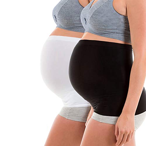 Diravo Womens Maternity Belly Band for Pregnancy Non-slip Silicone Stretch Pregnancy Support Belly Belt Bands (Black+White, M)