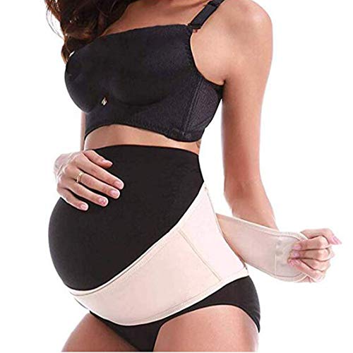 Maternity Belt 2.0 - Belly Band for Pregnancy, Two in One Pregnancy Belt for Your Entire Pregnancy and Postpartum Recovery, Breathable Back and Pelvic Support Prenatal Cradle (Universal Size, Beige)