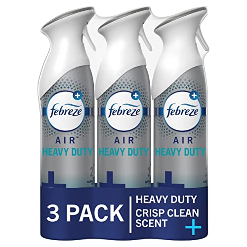 Febreze Air Freshener Spray, Air Deodorizer Odor Fighter Spray For Strong Odors, Bathroom Deodorizer, Heavy Duty Crisp Clean Scent, 8.8 Oz (Pack of 3), Bathroom Spray, Air Refresher