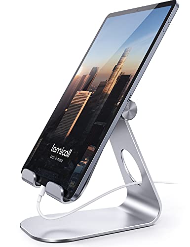 Tablet Stand Adjustable, Lamicall Tablet Stand : Desktop Stand Holder Dock Compatible with Tablet Such as iPad Pro 9.7, 10.5, 12.9 Air Mini 4 3 2, Nexus, Tab (4-13') - Silver