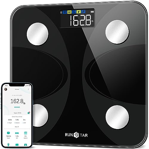 Scale for Body Weight and Fat Percentage, RunSTAR Ultra-Precision Digital Accurate Bathroom Smart Scale with Large Display,13 Body Composition Analyzer Sync App Weight Scale BMI Health Monitor