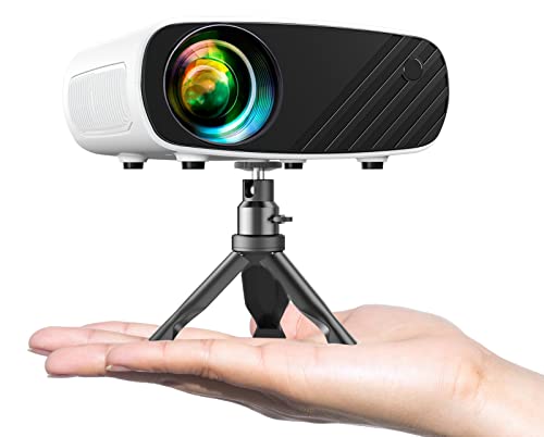 Mini Projector for iPhone, ELEPHAS 2024 Upgraded 1080P HD Projector, 8000L Portable Projector with Tripod and Carry Bag, Movie Projector Compatible with Android/iOS/Windows/TV Stick/HDMI/USB