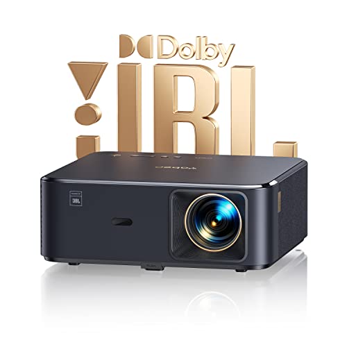 Projector 4K with Android TV, YABER K2s 800 ANSI WiFi 6 Bluetooth Projector, Sound by JBL, Dolby Audio, Auto Focus & Keystone, Native 1080P 4K Supported Outdoor Movie Projector with Netflix 7000+ Apps