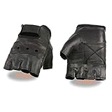 Milwaukee Leather SH216 Men's Black Leather Fingerless Gloves with Padded Palm - X-Large