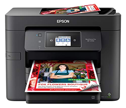 Epson WorkForce Pro WF-3730 All-in-One Wireless Color Printer with Copier, Scanner, Fax and Wi-Fi Direct,Black,10-1/2 x 7-1/2 x 6-1/2 in