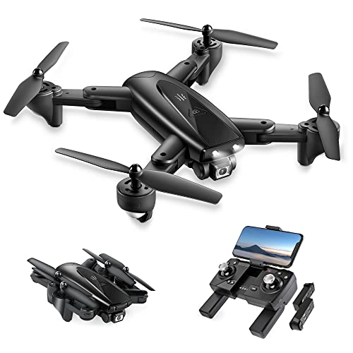 UranHub Drone with Camera 4K UHD for Adults, GPS Foldable FPV RC Quadcopte for Beginners with 2 Batteries, Auto Return, Follow Me, Gesture Control, Point of Interest, Waypoints, Black