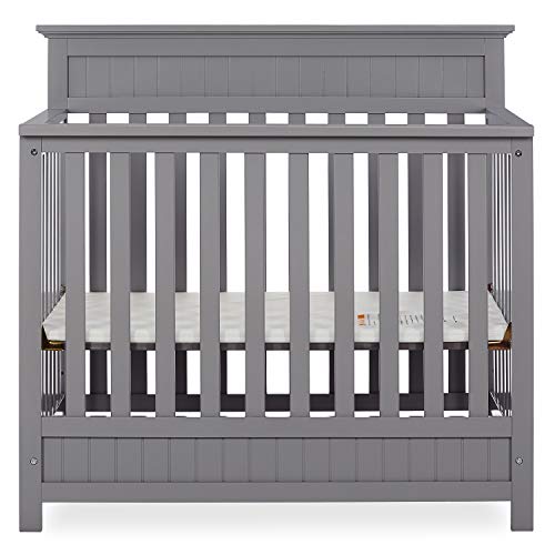 Dream On Me Harbor 4-in-1 Convertible Mini Crib in Storm Grey, Greenguard Gold Certified