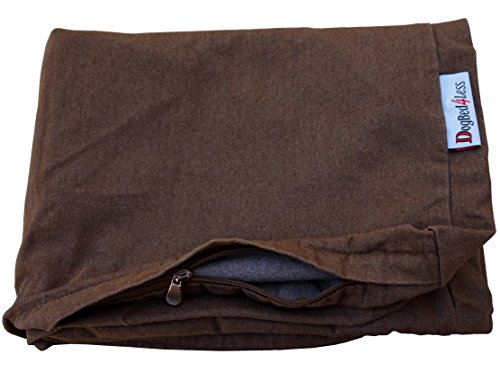 Dogbed4less 40X35X4 Inches Extra Large Size Brown Color Denim Jean Dog Pet Bed External Zipper Cover - Replacement Cover only