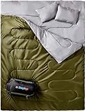 Sleepingo Double Sleeping Bag For Backpacking, Camping, Or Hiking - Queen Size XL for 2 People, Cold Weather, Waterproof Sleeping Bag For Adults Or Teens, Truck, Tent, Or Sleeping Pad, Lightweight