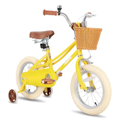 JOYSTAR 12 inch Kids Bike for Toddlers 3-4 Years(33'-41') Girls, Girls Bike with Training Wheels & Basket, Kids' Bicycle Yellow