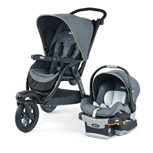Chicco Activ3 Jogging Stroller Travel System, Includes Chicco KeyFit 30 Infant Car Seat with Base, Lightweight Aluminum Frame, Stroller and Car Seat Combo, Baby Travel Gear | Solar/Grey