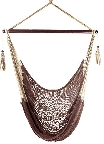 Mayan Hammock Chair - Large Cotton Rope Hanging Chair Swing - Comfortable, Lightweight - for Indoor & Outdoor Porch - by Krazy Outdoors/Hammock Universe