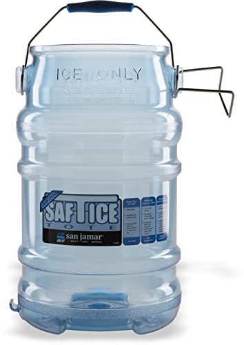 San Jamar Saf-T-Ice Plastic Tote, 6 Gallons, Blue