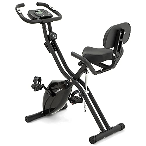 LANOS Foldable Exercise Bike For Home - 2 In 1 Recumbent Exercise Bike and Upright Indoor Cycling Bike Positions, Indoor Bike - Stationary Bike, Folding Exercise Bike