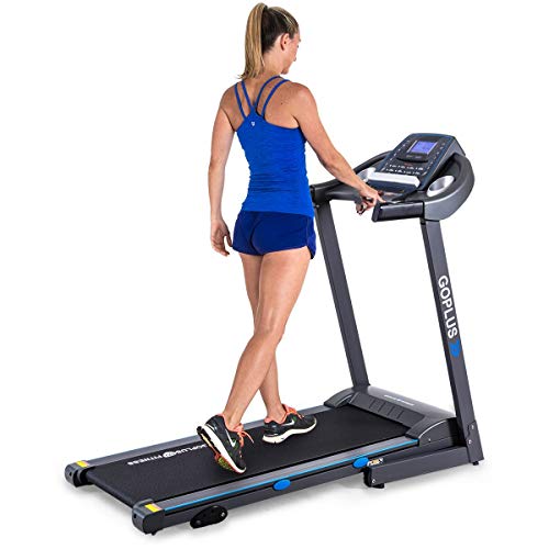 Goplus 2.25HP Folding Treadmill with Incline, Electric Treadmill, Walking Running Jogging Fitness Machine with Blue Backlit LCD Display for Home & Gym Cardio Fitness
