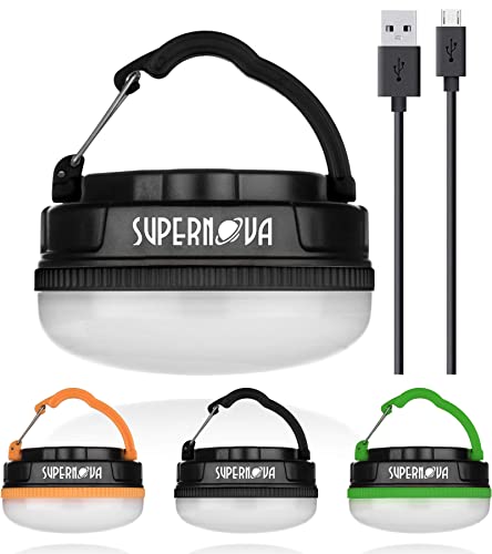 Supernova ® Rechargeable Hanging Tent Light & Backpacking Lantern, Ultimate Battery Operated Camping Lantern, Magnetic Base with Retractable Hook, Pocket Sized Yet Ultra Bright Survival Gear (Black)