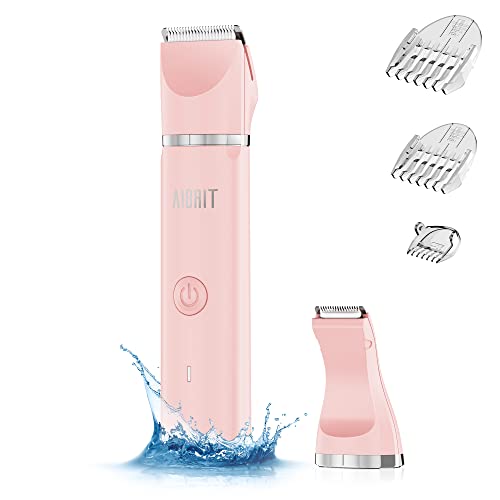 Electric Bikini Trimmer for Women - 2 in 1 Electric Lady Clipper Pubic Hair Groomer Painless Hair Removal Razor Body Shaver , Portable Ladies Shaver with 2 Trimmer Heads , IPX7 Waterproof
