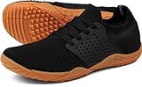WHITIN Men's Trail Running Shoes Minimalist Barefoot 5 Five Fingers Wide Width Toe Box Size 11 Training Gym Workout Fitness Low Zero Drop Sneakers Treadmill Free Athletic Ultra for Male Black Gum 44