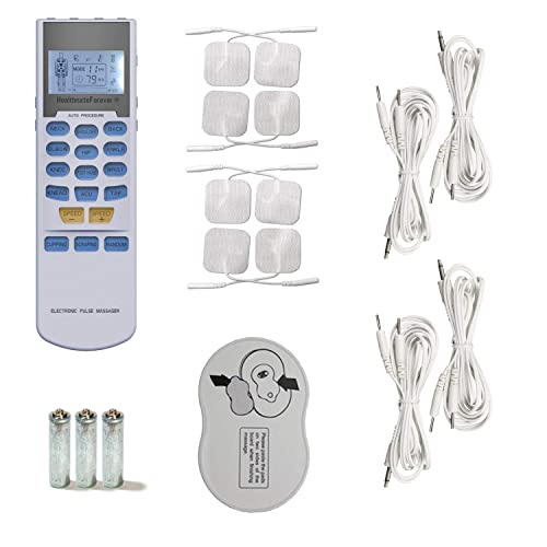 HealthmateForever YK15AB TENS unit EMS Muscle Stimulator 4 outputs 15 modes Handheld Electrotherapy device | Electronic Pulse Massager for Electrotherapy Pain Management Pain Relief Therapy: Chosen by Sufferers of Tennis Elbow, Carpal Tunnel Syndrome, Arthritis, Bursitis, Tendonitis, Plantar Fasciitis, Sciatica, Neck Back Pain, Shin Splints, Hamstrings and other Inflammation Ailments Patent No. USD723178S