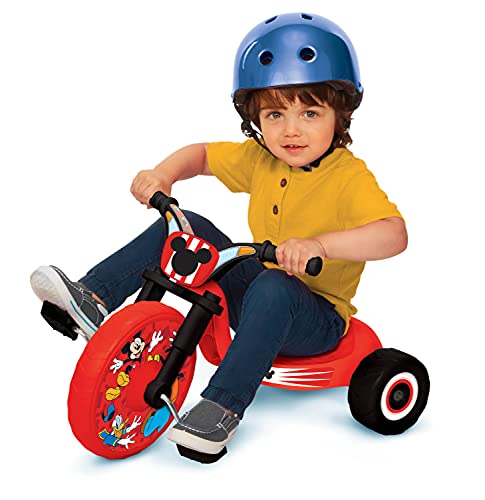 Fly Wheels Mickey Mouse 10 Junior Cruiser Ride-On Pedal-Powered Toddler Bike Trike, Ages 18-36 M for Kids 33”-35” Tall and up to 35 Lbs