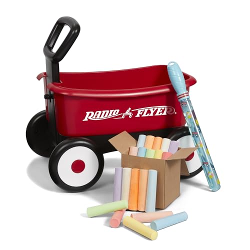 Radio Flyer Summertime Fun My 1st Wagon with Bubbles and Chalk Ages 3+, Red