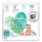 Diapers Newborn/Size 1 (8-14 lb), 32 Count - Pampers Pure Protection Disposable Baby Diapers, Hypoallergenic and Unscented Protection, Jumbo Pack (Packaging & Prints May Vary)