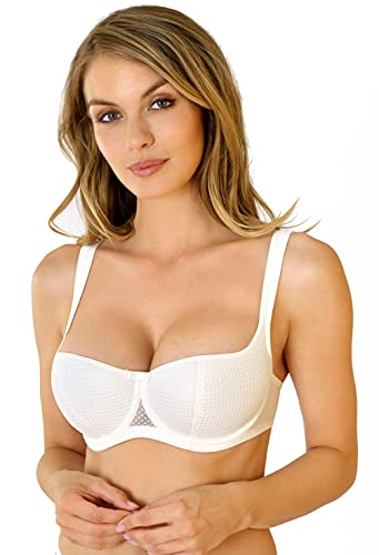 Rosme Womens Balconette Bra with Padded Straps, Collection Kamila, Ivory, Size 40H
