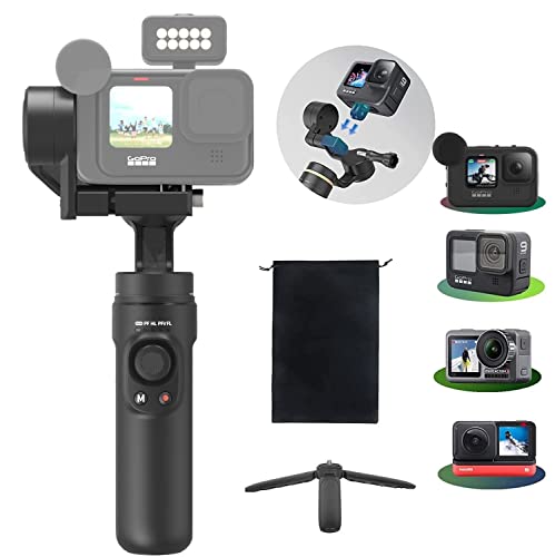 INKEE Falcon Plus Gimbal Stabilizer for GoPro Hero 11/10/9/8/7/6/5 Osmo Action Insta360 Sport Cameras,3-Axis Anti-Shake Wireless Control Handheld Gimbal w/Tripod Stand Original Screw Mounting Plate
