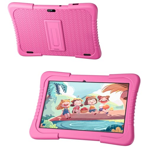 SGIN Tablet for Kids, 10 Inch Android 12 Kids Tablet with Drop-Proof Case, 2GB RAM 64GB ROM, 5000mAh, 1280 * 800 Display, 2+5MP Camera, WiFi, Educational Games, （Pink）