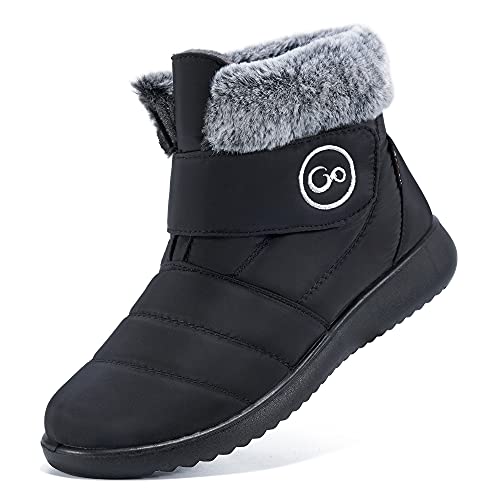 Women Snow Boots Winter Shoes with Fur Lined Warm Slip On Boots for Women Waterproof Booties Comfortable Outdoor Anti Slip Shoes