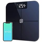 WYZE Smart Scale, Body Fat Scale, Wireless Digital Bathroom Scale for Body Weight, BMI, Body Fat Percentage Tracker, Heart Rate Monitor, Body Composition Analyzer, App, Bluetooth, 400 lb Black