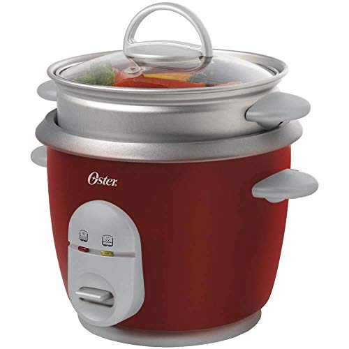 Oster 6-Cup Rice Cooker with Steamer, Red (004722-000-000)