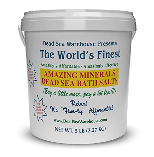 Dead Sea Warehouse-Amazing Minerals Bath Salts , 100% Full Mineral Therapeutic Salts , Detoxifying & Moisturizing , Exfoliating for Dry Skin , Unscented(5 lbs)